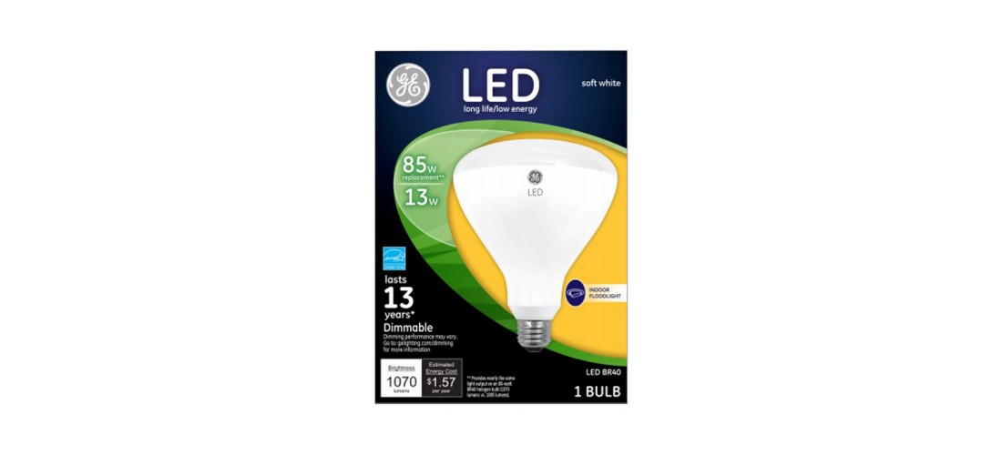 LED Bulb, Flood/Spotlight, BR40 Lamp, 85 W Equivalent, E26 Lamp Base, Dimmable,
