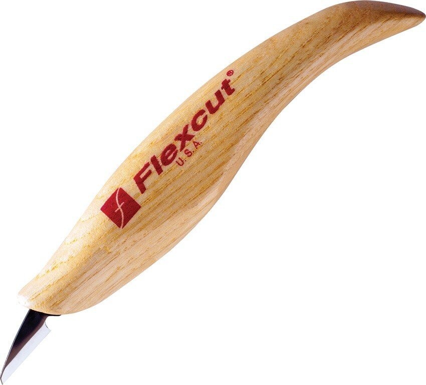 Flexcut Mini - Detail Fixed Knife Straight Blade / Ergonomic Wood Handle - KN27