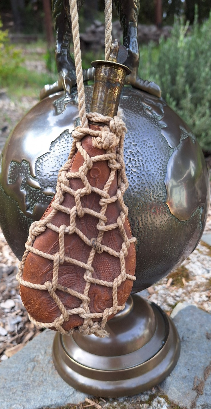 Antique Leather Gun Powder Flask