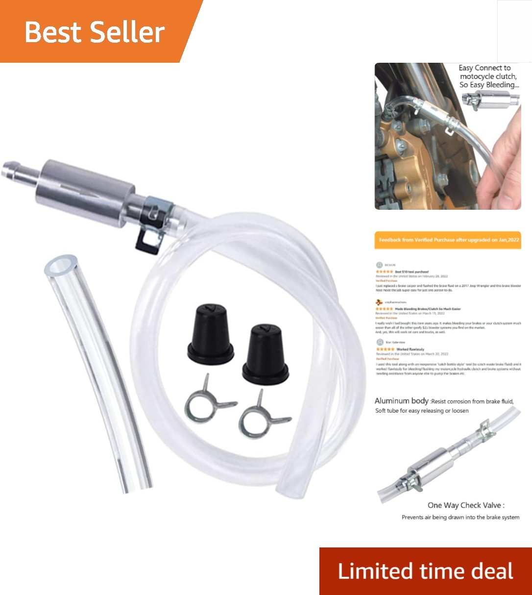 Fast Motorcycle Brake Bleeding Tool with One-Way Valve for Optimal Performance