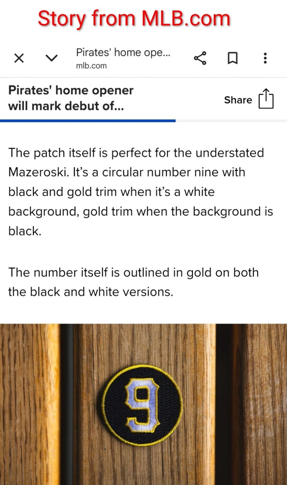 2026 Pittsburgh Pirates Bill Mazeroski Memorial Jersey Patch ~ Black