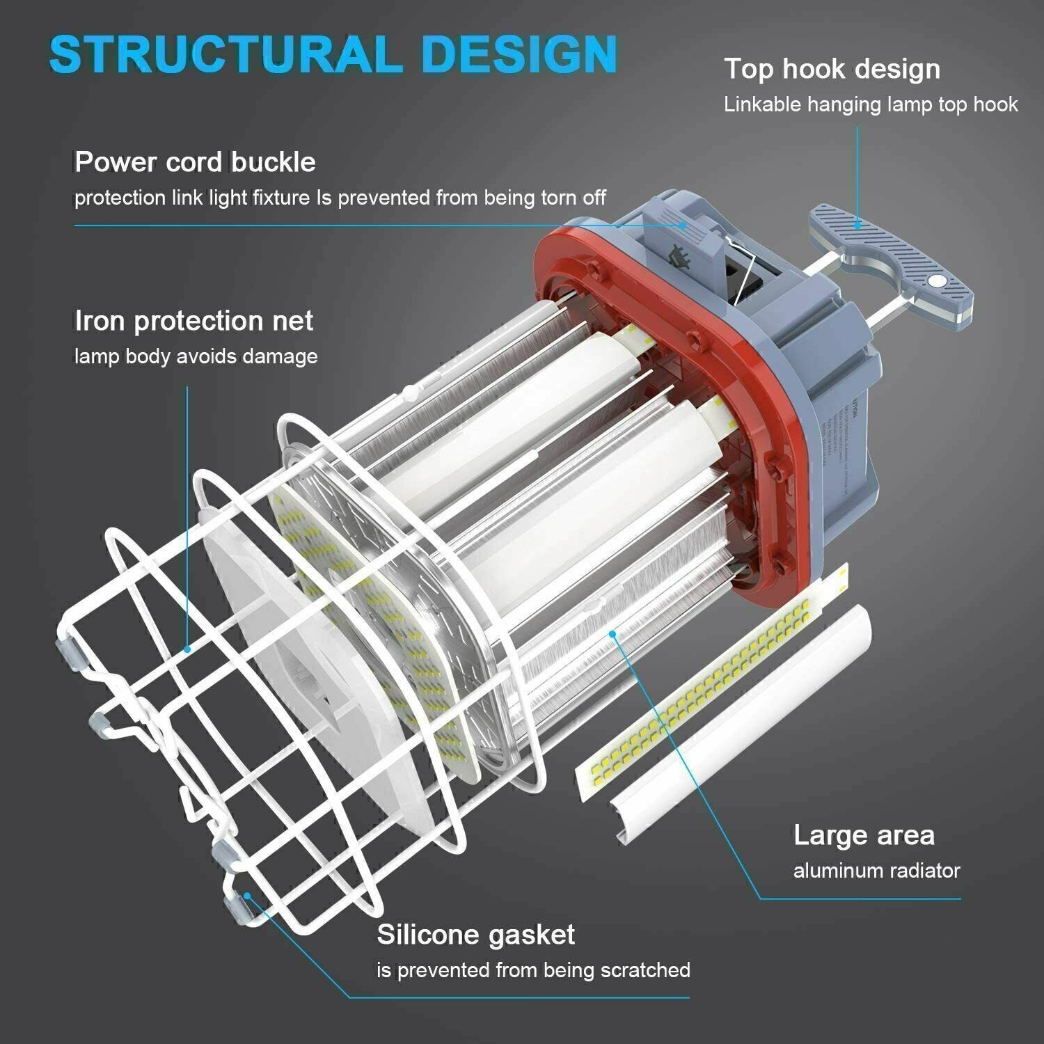 100W LED Temporary Work Light 14,500LM Linkable Construction Jobsite Lighting US