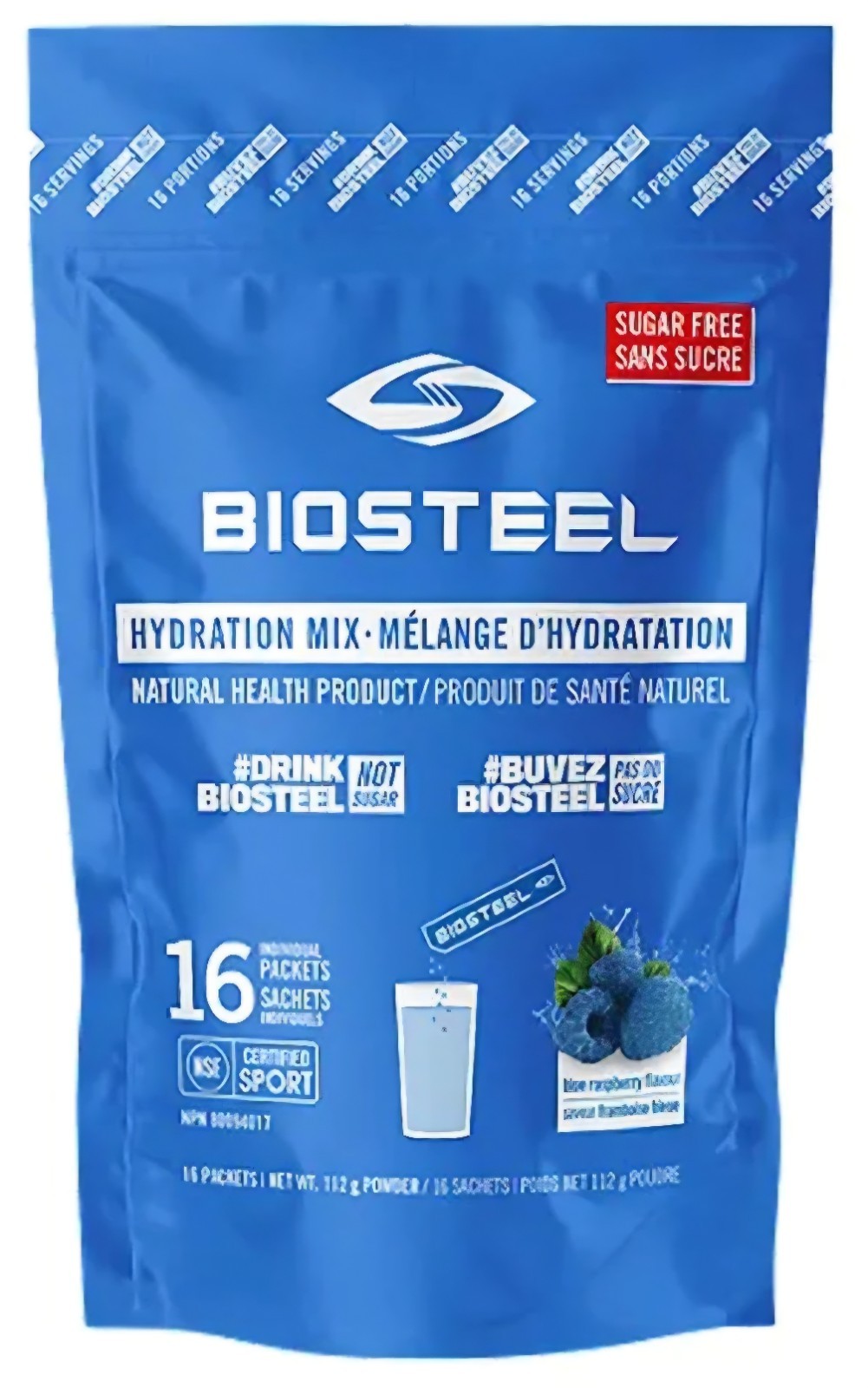 BioSteel Hydration Mix 2-Pack Blue Raspberry + Mixed Berry 32 Packets Sugar Free