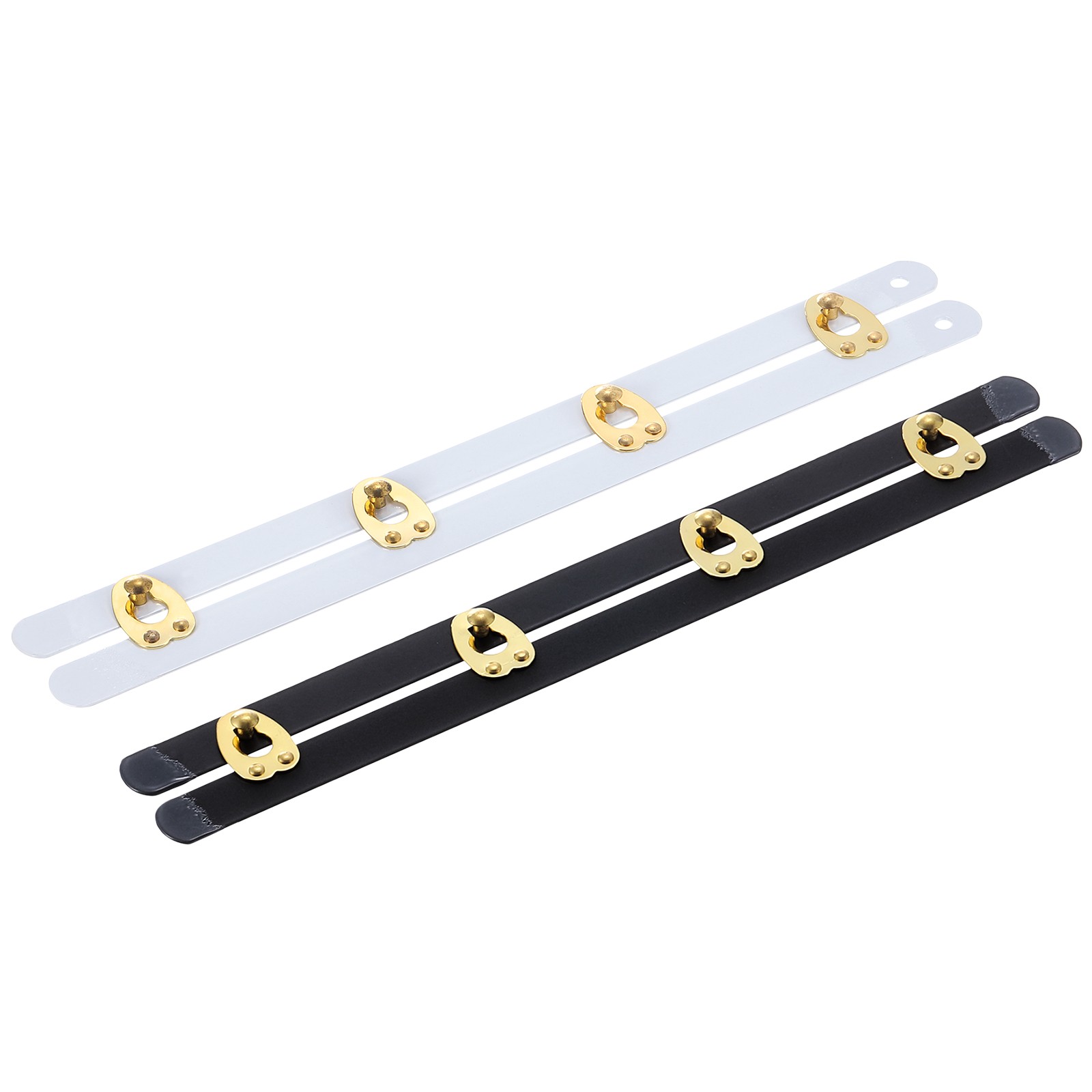 2 Set Corset Busk, 8 Inch White/Black Steel Boning Support with Gold Buttons