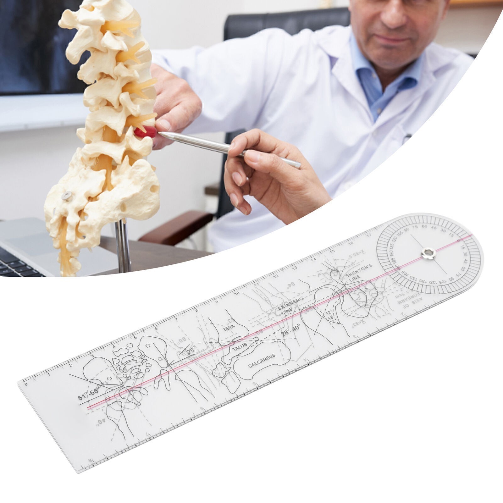 PVC Goniometer Angle Ruler 360 Degree Measure Joints Motion Range for Physical