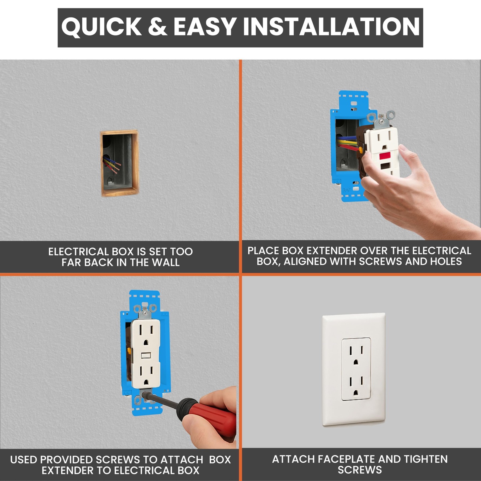 BWP 1 Pack Electrical Outlet Box Extender 1 Gang - Electrical Box Extender wi...