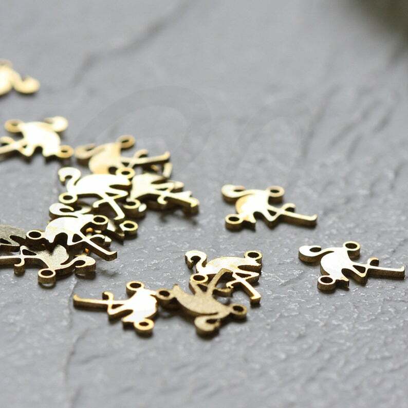 4 Pieces Laser Cut Solid Brass Bird Link - 12x10mm (CW-4344C)