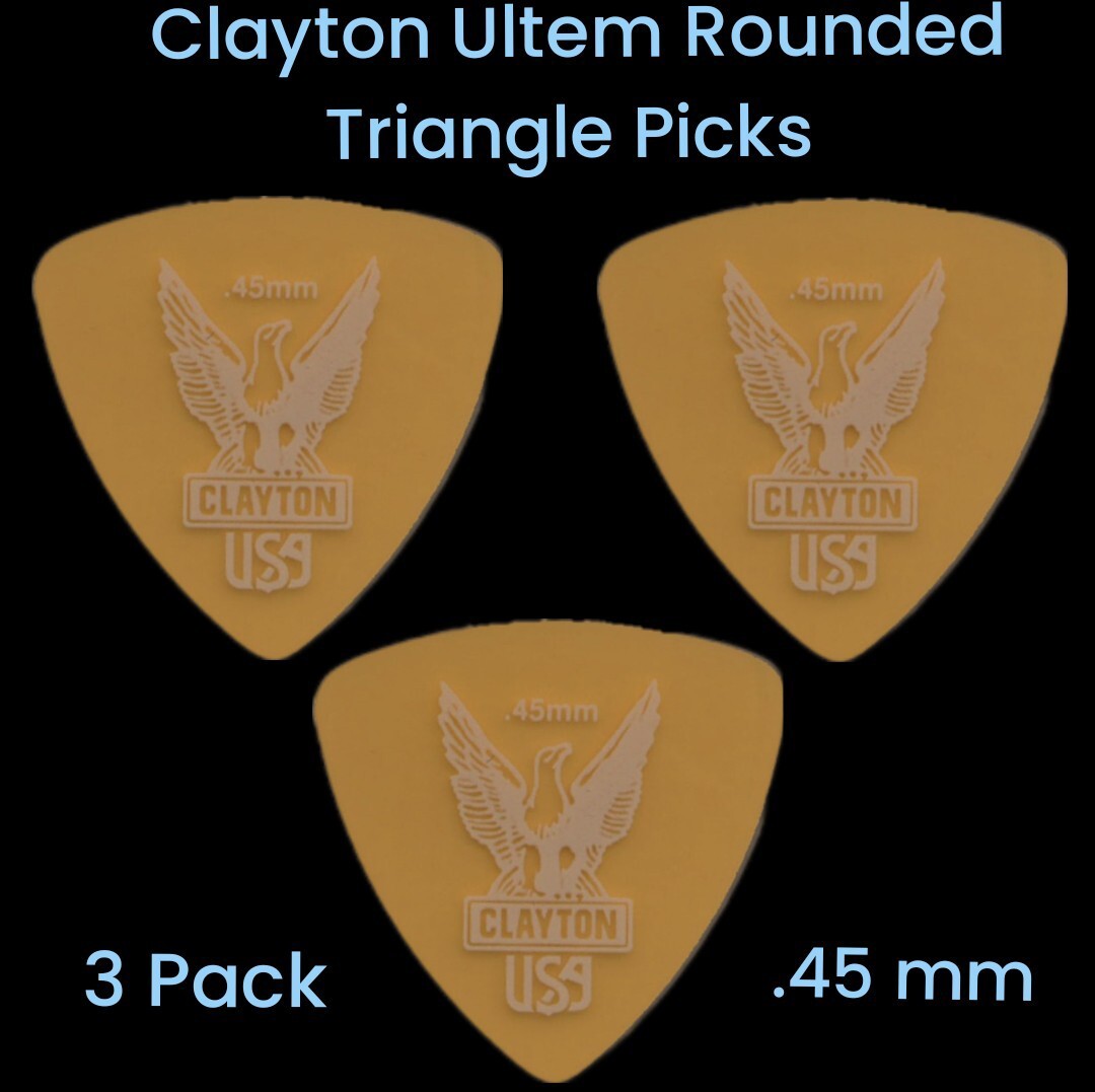 Clayton Ultem Rounded Triangle Picks, .45mm Gauge, 3 Picks