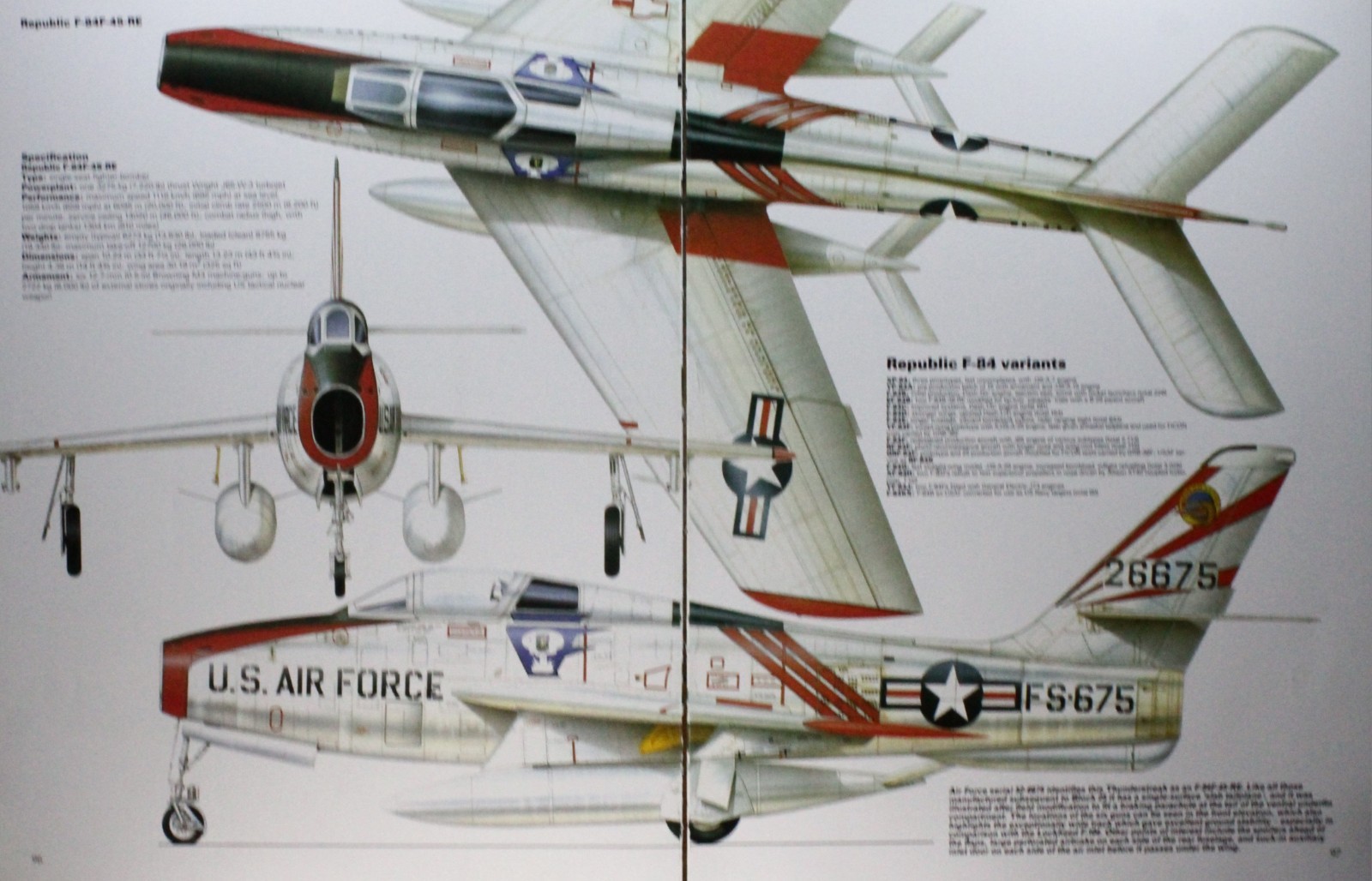 F-84 F84 F 84 Republic Picture Article Vtg Wall Art Aircraft Spec Sheet Display