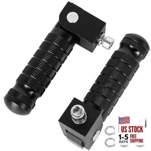 Motorcycle M8 Universal Foot Pegs CNC Foldable & Anti-Skid 90 Degree Black