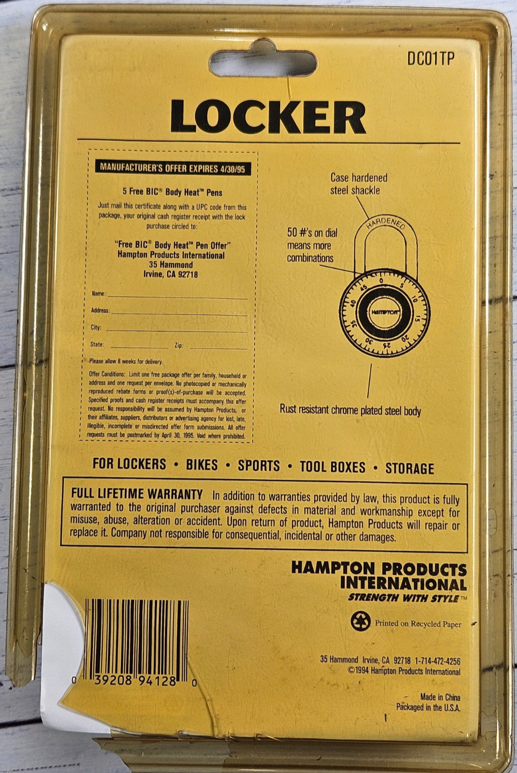 VTG 2 Inch Combination Lock Hampton DC01TP, Silver Classic 2-PK, Matched 3-Digit