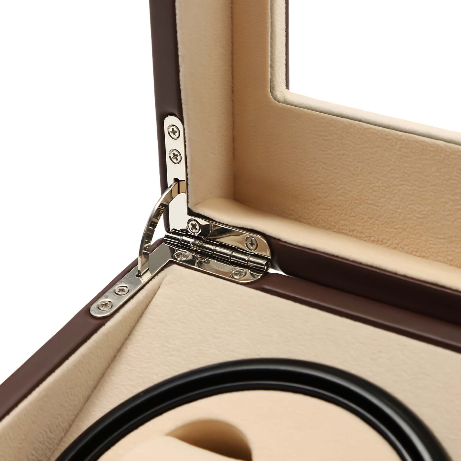 4+6 Automatic Rotation Leather Wood Watch Winder Storage Box Display Case