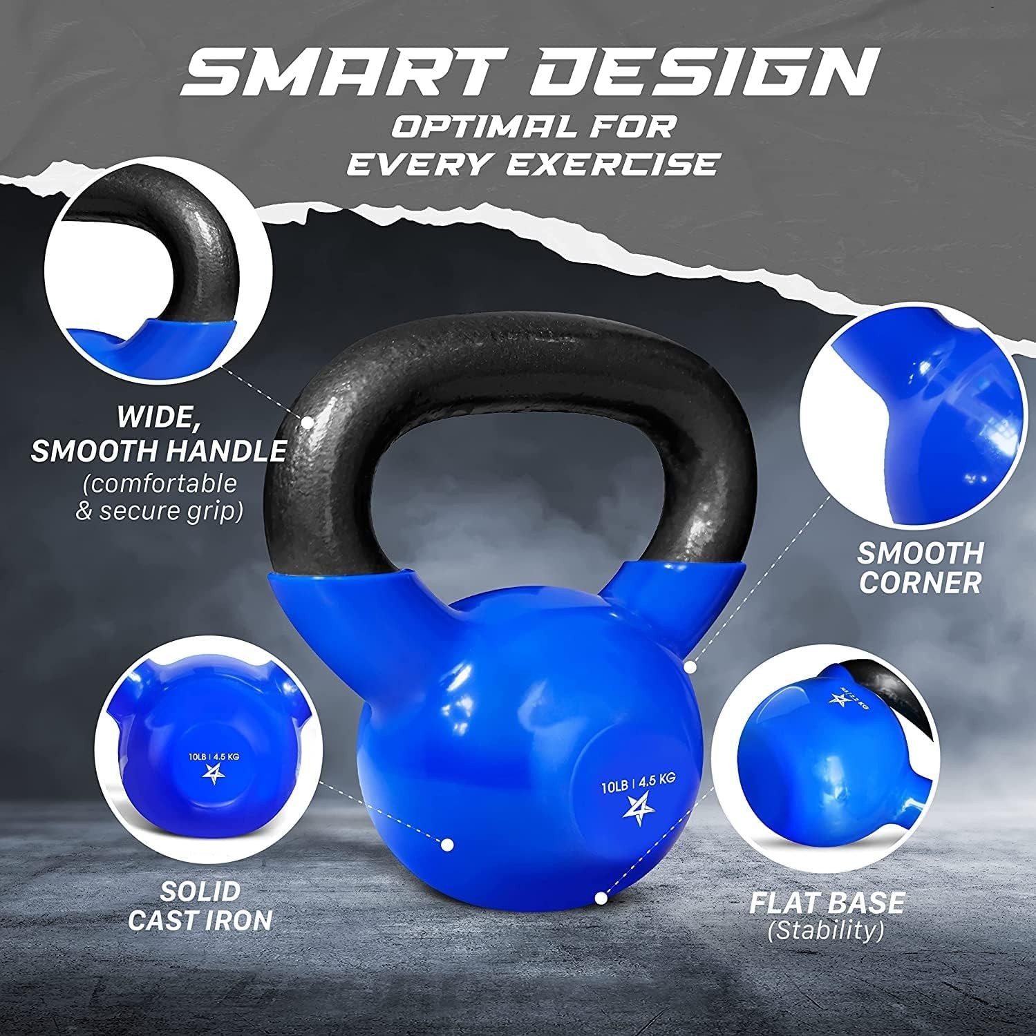 Compact 10 LB Kettlebell - Perfect for Full Body Workouts and Strength Training