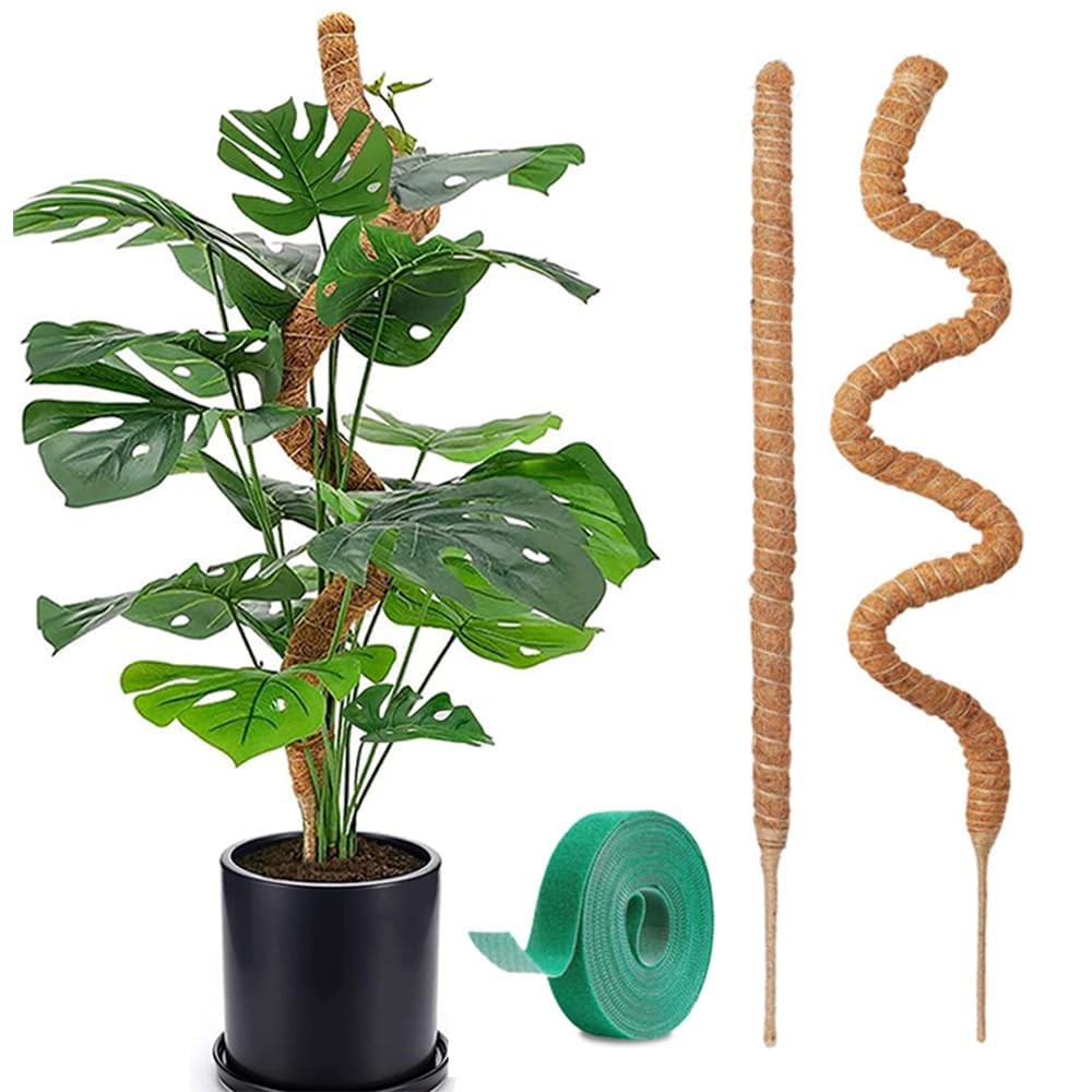 2 Pack 48" Bendable Moss Pole for Monstera Plant 48 inch-2 packs, brown