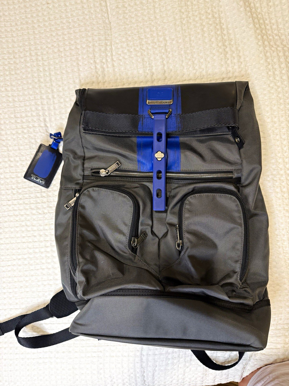 TUMI Alpha Bravo Roll Top Backpack Gray/Blue 23L Medium Fits 15" Laptop
