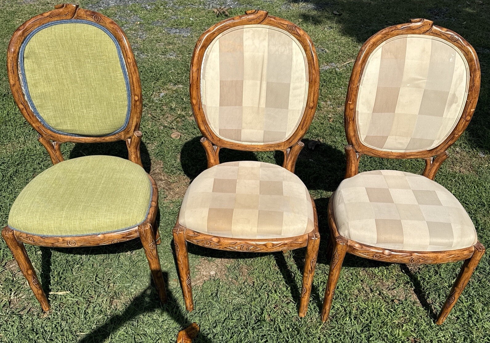 Casa Stradivari Dining Chairs Lot Of 3 Fabric Damaged And Wood Scuffed CPU ONLY