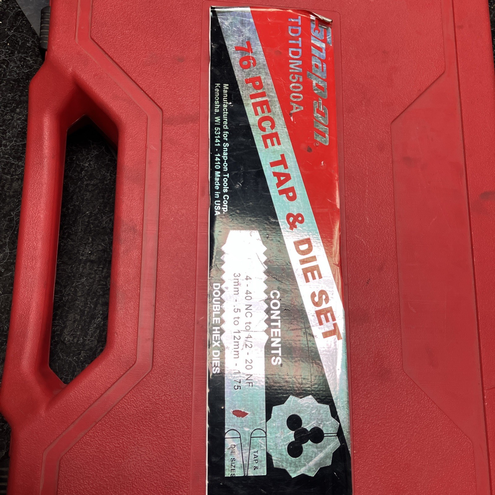 Snap-On Tools TDTDM500A 76-Piece Master Tap & Die Set w/ Original Case