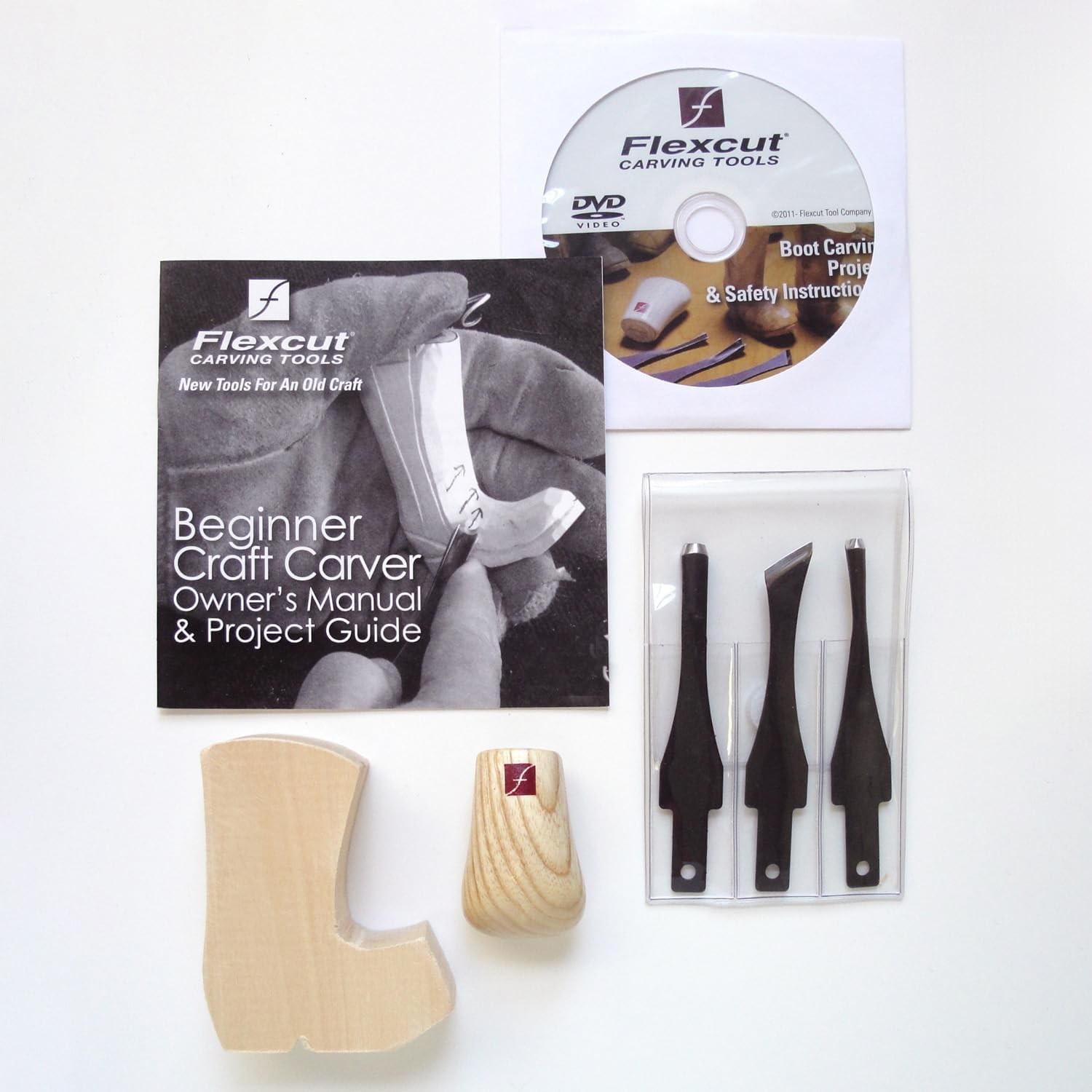 FLEXCUT Carving Tools, Beginner Craft Carver Set, 3 1.3", Brown
