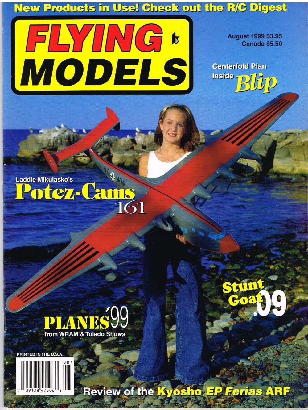 FLYING MODELS Magazine August 1999 Potez-Cams 161: RC 6 engine electric scale