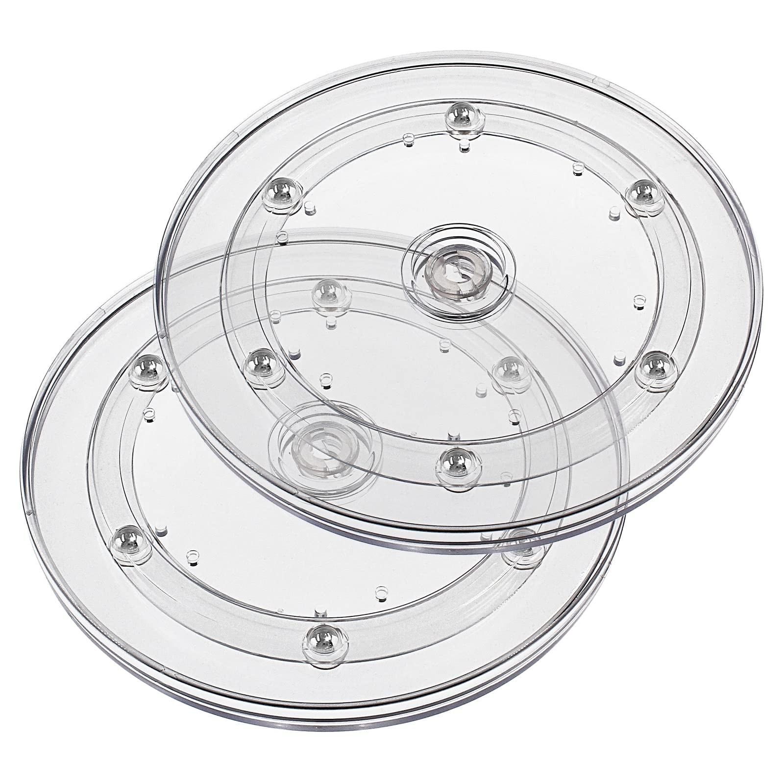 Jersvims 2Pcs 4 Inch Acrylic Turntable Platter, Transparent Turntable Organiz...