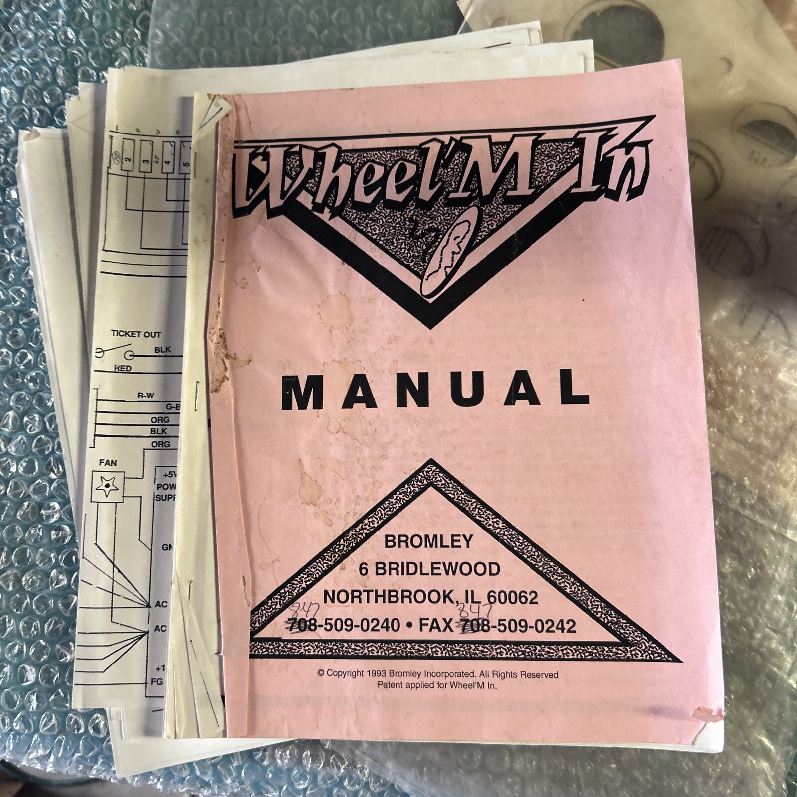 Original vintage WHEEL M IN BROMLEY   arcade game manual