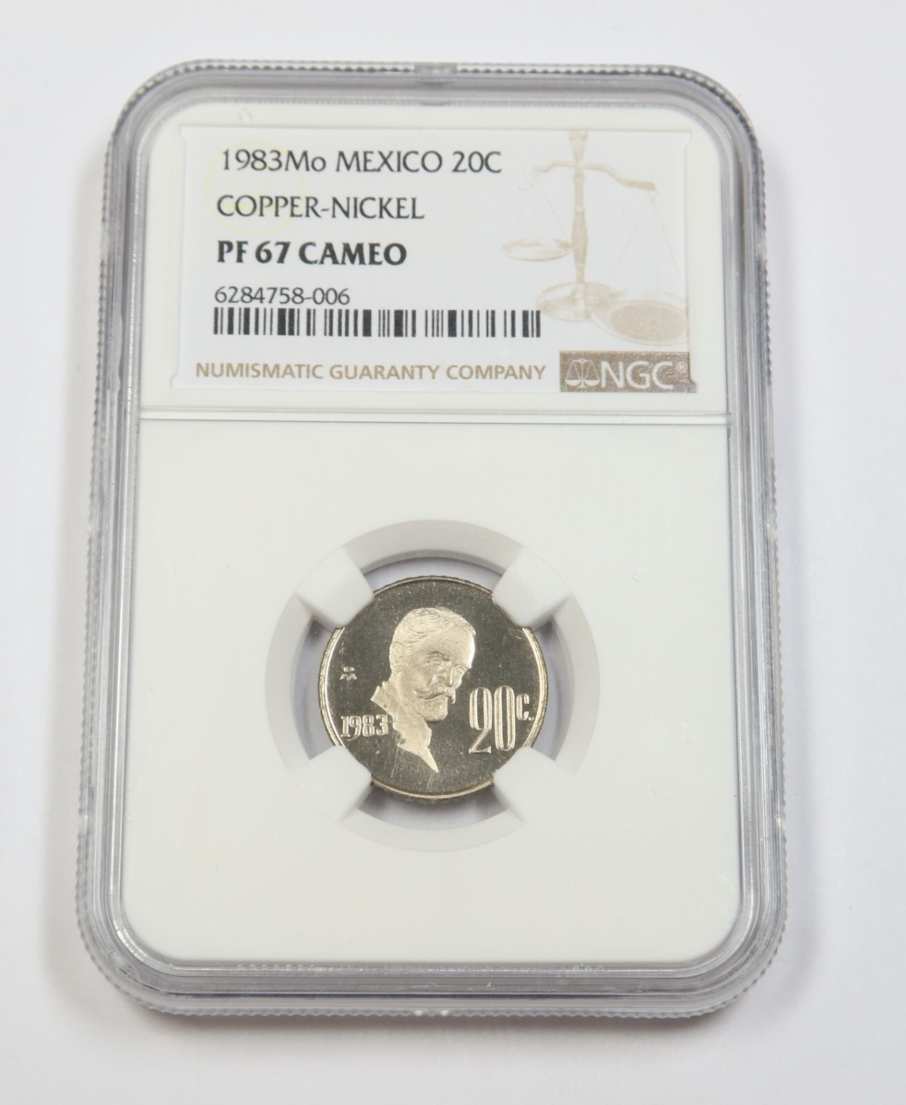 1983 M NGC PF67 CAMEO PROOF | MEXICO - 20 Centavo Coin #39710A