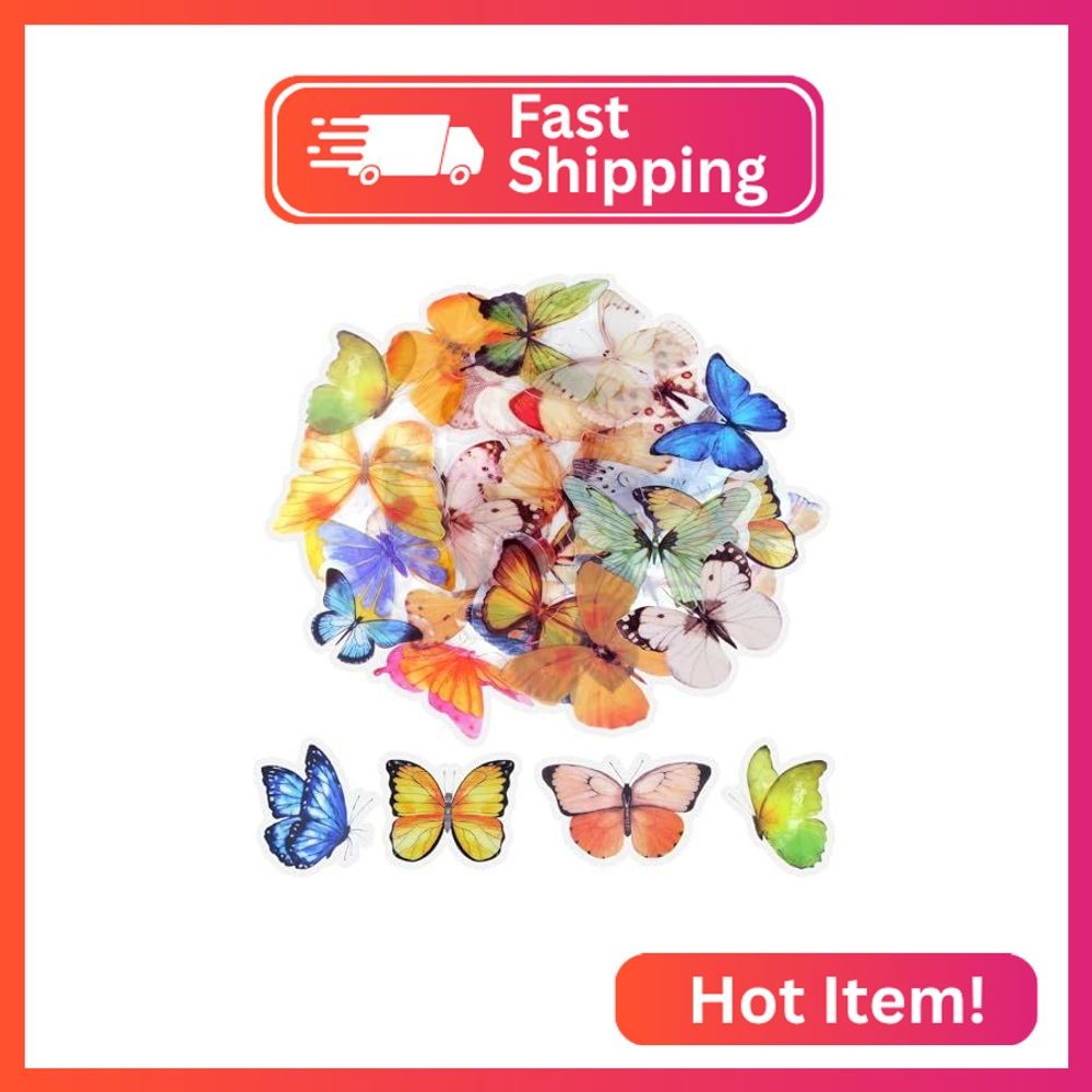 Butterfly Stickers Set 160 pcs - Scrapbook Stickers - Decorative Stickers - Tran
