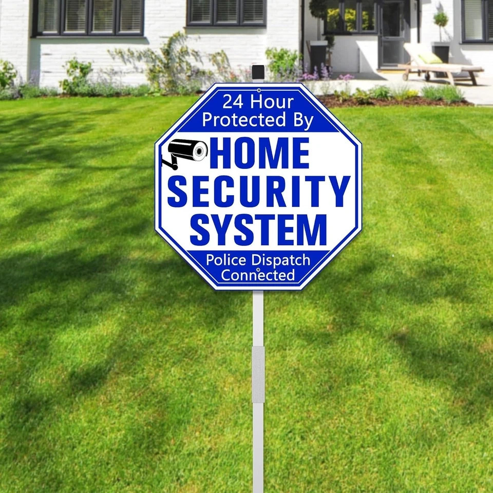 Home Security System Signs for Yard, Security Yard Signs with Stake, Protected b