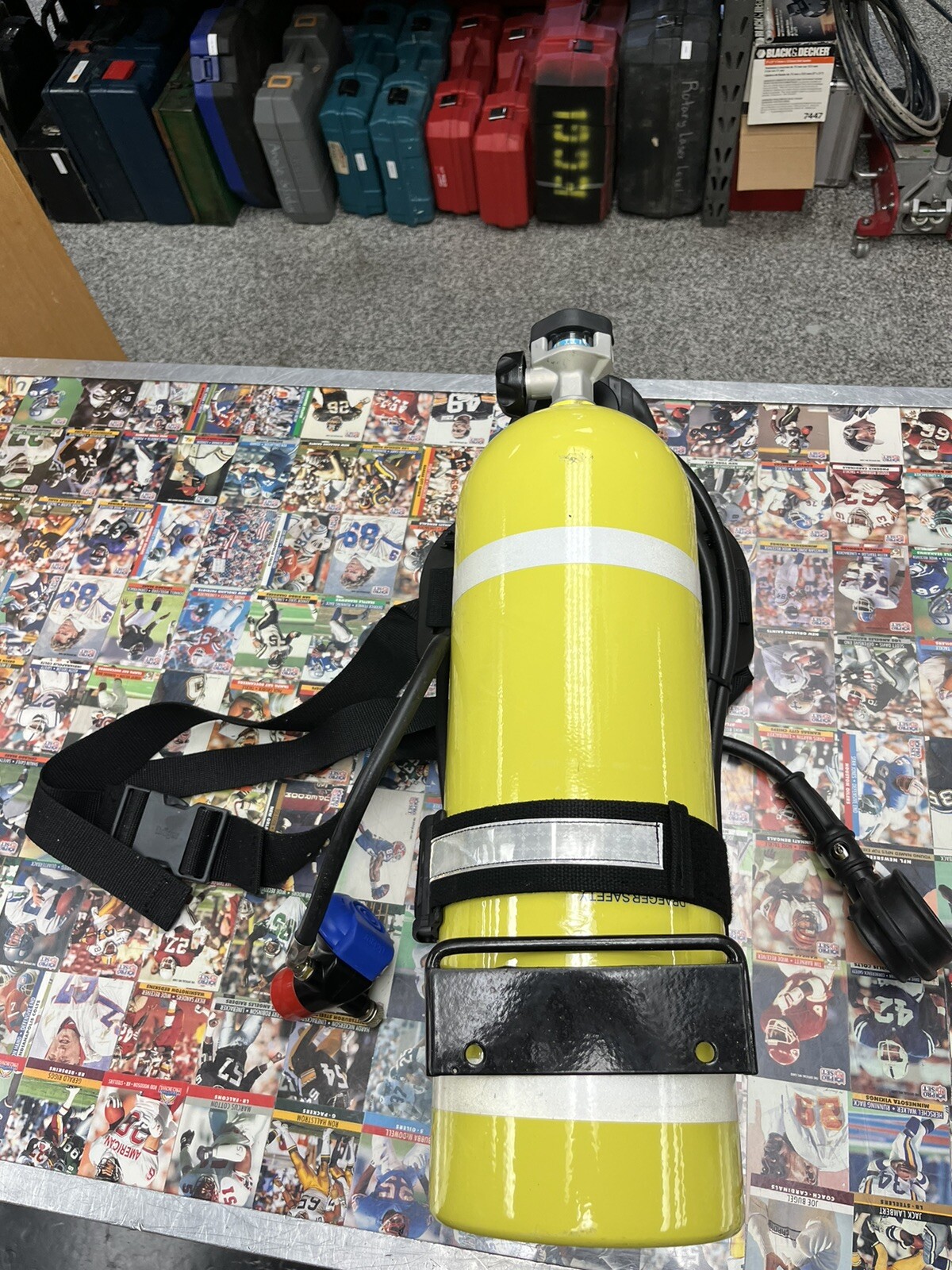Drager Nosh Backpack Oxygen Tank With Breather And Pressure Gauge Good Condition