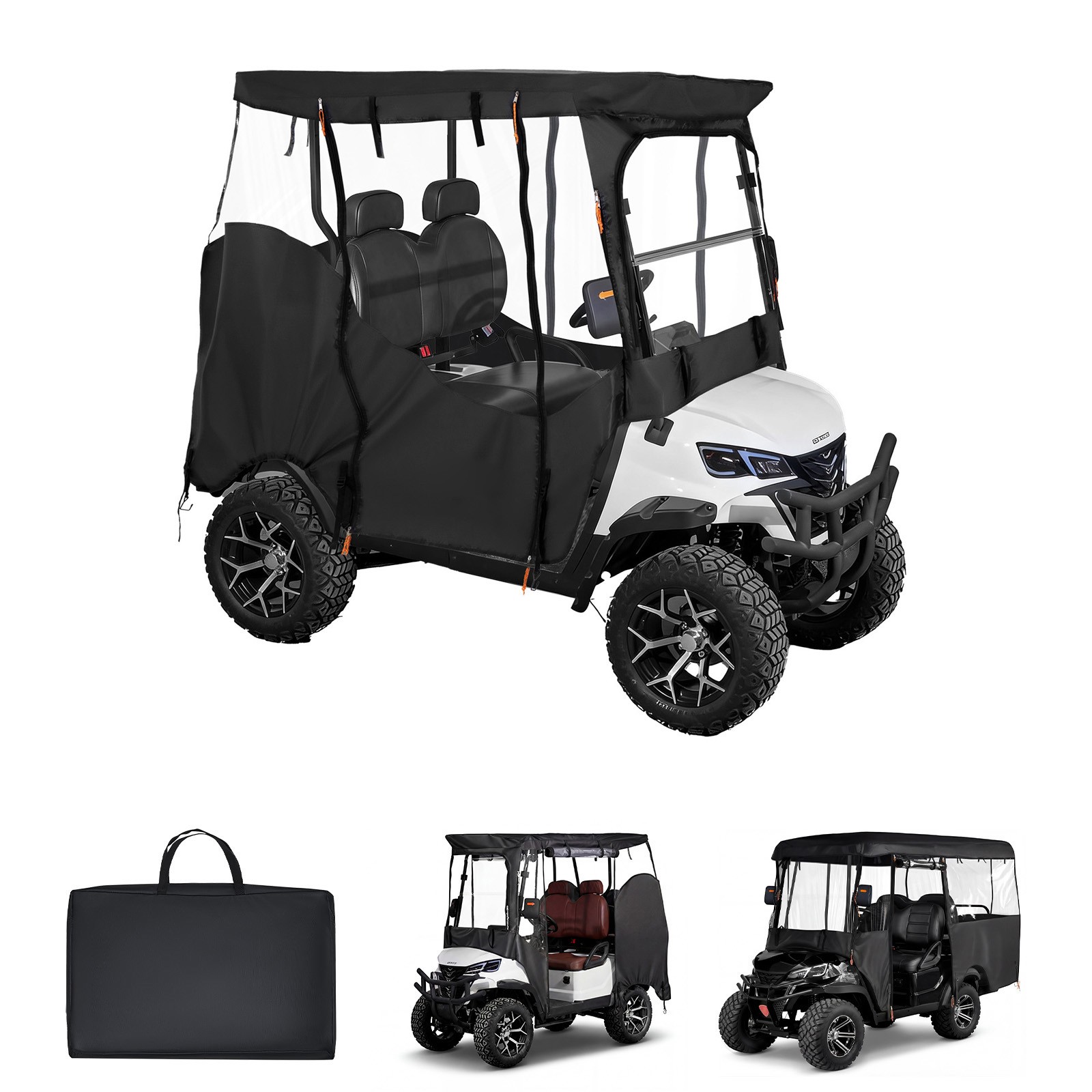 Uimoso Golf Cart Cover with Clear Panels for 2 & 2+2 Passenger Club Cars