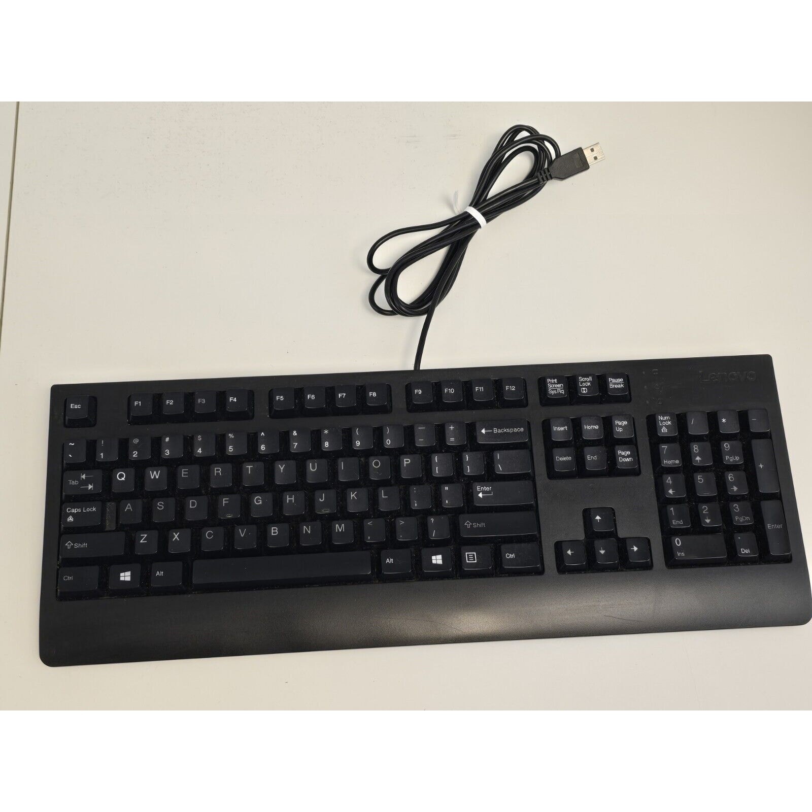 Lenovo KU-1619 USB Wired Desktop Standard QWERTY Keyboard Black Tested Works