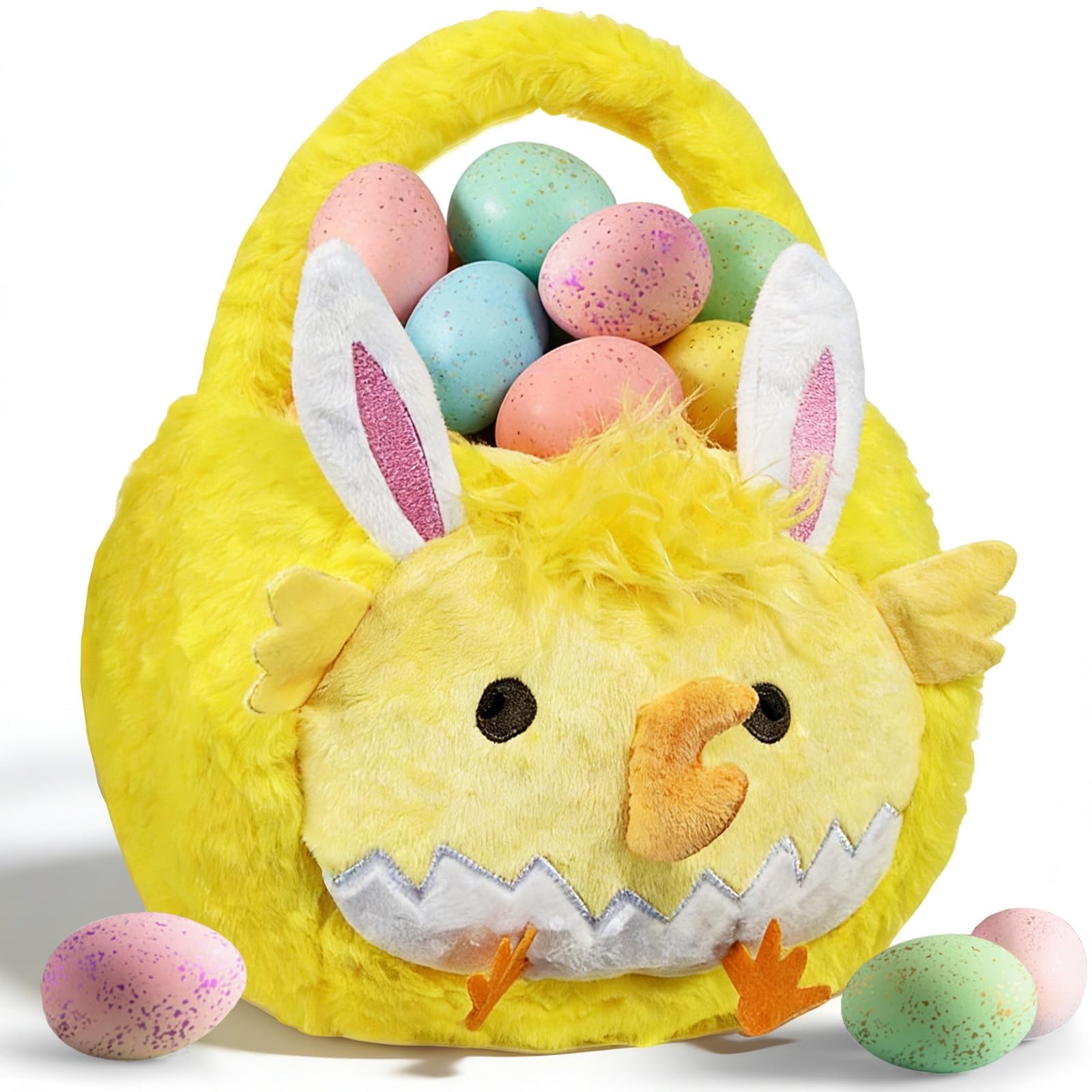 ZRPSIZP 2026 Upgraded Plush Baskets EasterBasket, Easter Egg Hunt Buckets, Ea...