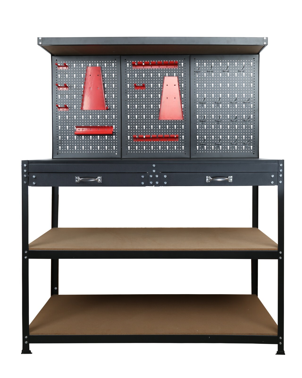 47.25 Inch Heavy Workbench with Pegboard,Hooks,and Drawers-Sturdy Garage Work