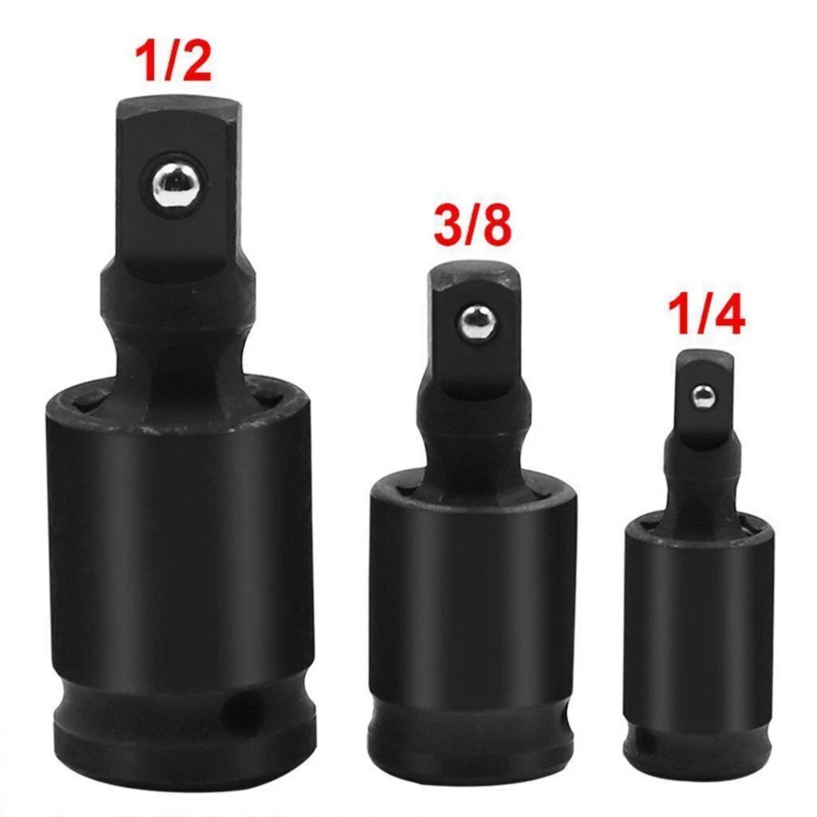 3PCS Impact Swivel Socket Adapter Set 1/4" 3/8" 1/2" Drive Universal Joint Tool