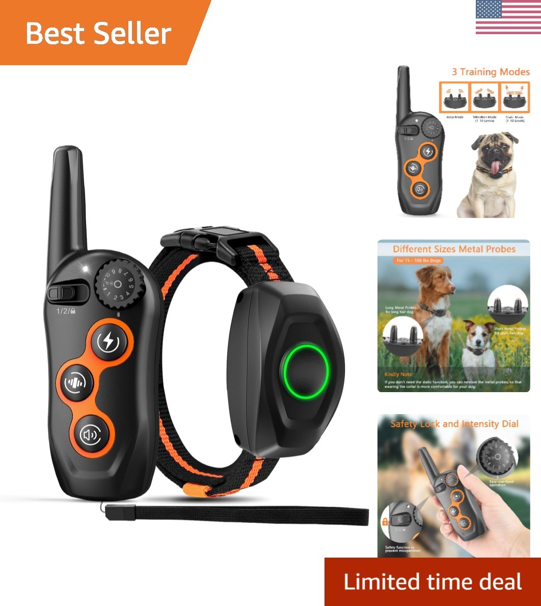 Dog Training Collar, Waterproof Dog Shock Collar with Remote Control Range 13...