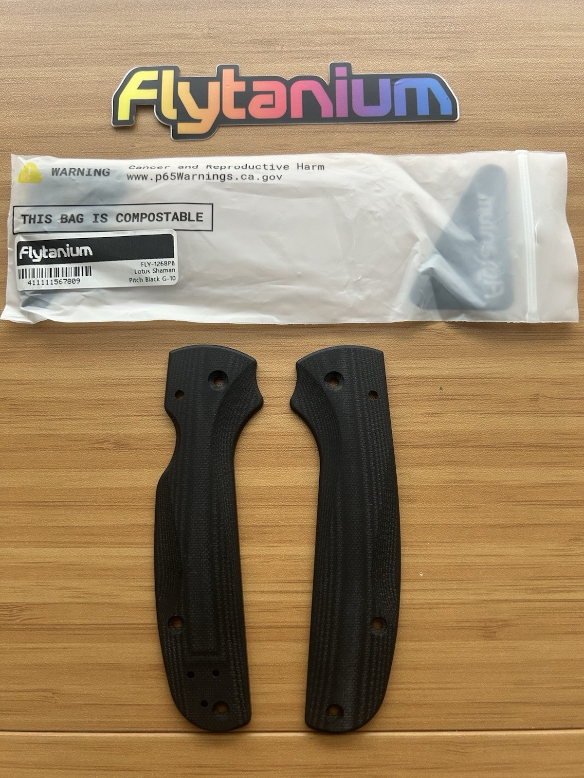 Spyderco Shaman Flytanium Handle Scales - Lotus G10 Pitch Black FLY-1268PB