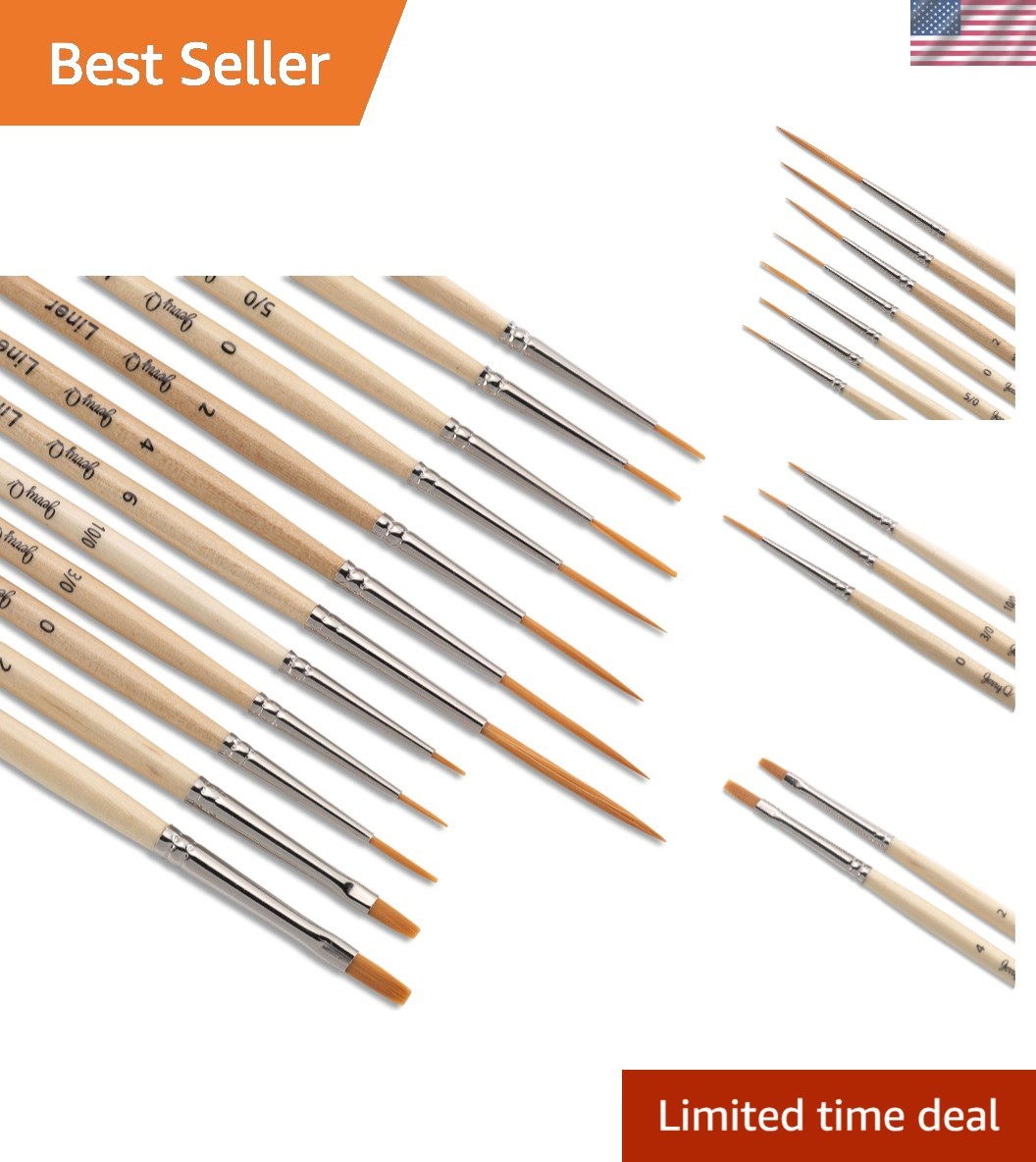 12 Pcs Detail Paint Brushes, Golden Synthetic Hair, High Performance for Oil,...