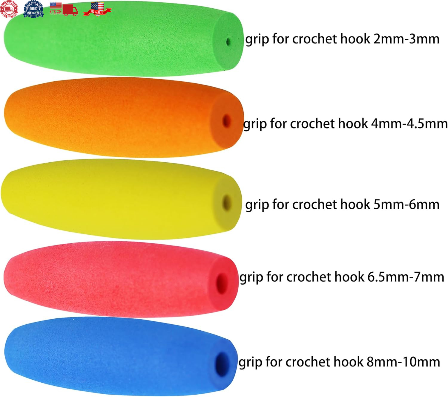 5PCS Crochet Hook Grips Set Ergonomic Crochet Hook Handle Multi-Size Ergonomic C