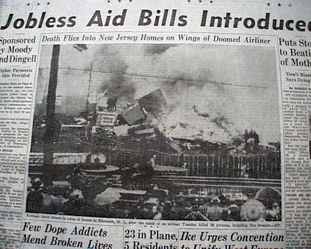 American Airlines FLIGHT 6780 Elizabeth City NJ Airplane Crash 1952 Newspaper