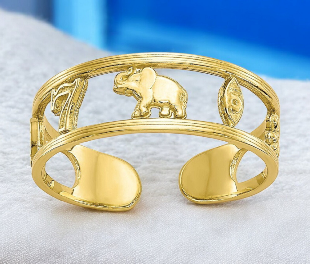 Real 10k Yellow Gold Good Luck Charm Toe Ring - 5mm wide - Toe Ring for Woman -
