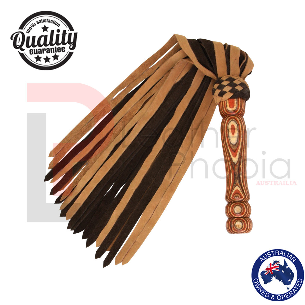 Real Cow Leather Flogger Handmade 25 Tail Thick Wooden Handle Heavy Duty whip