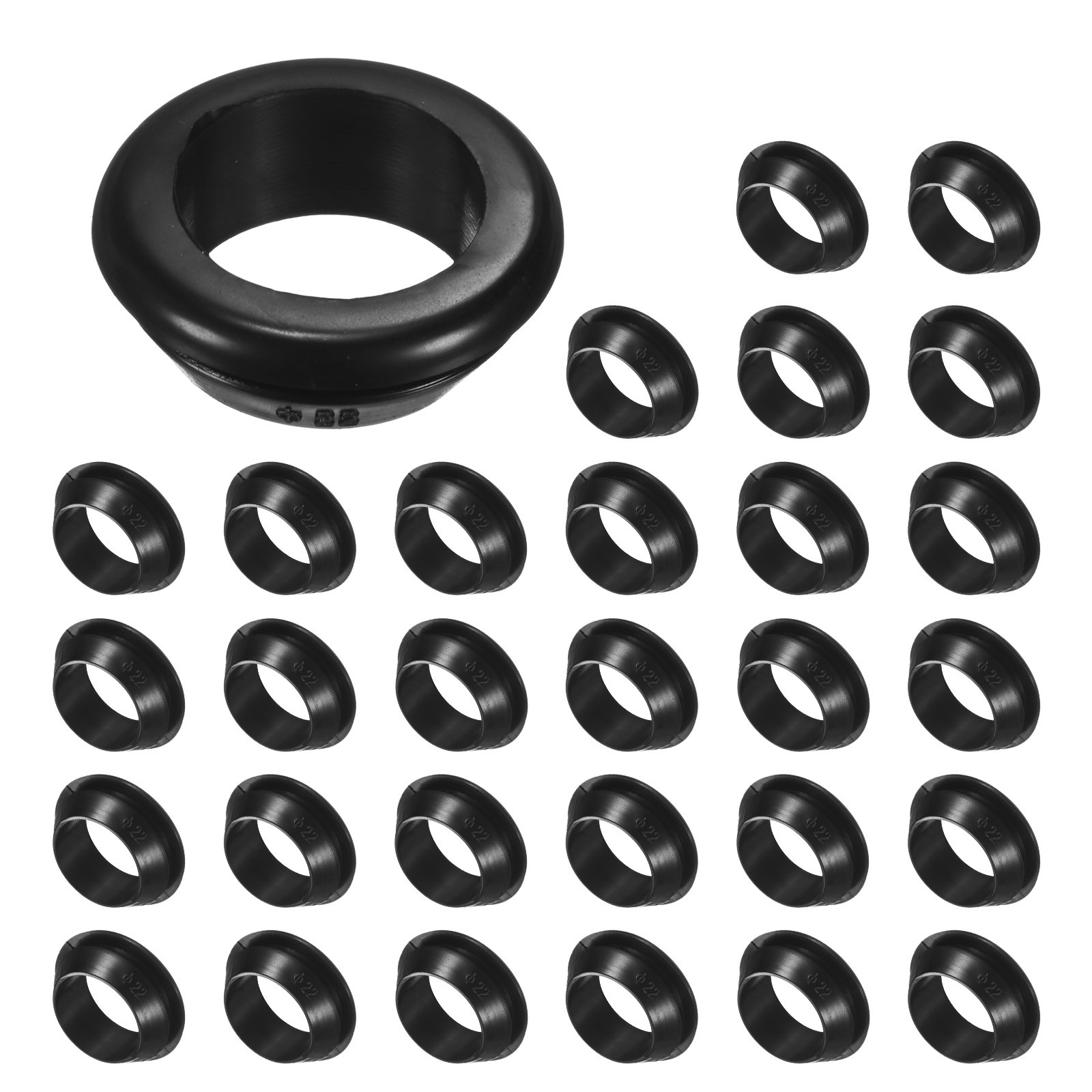 30-Pack Cable Railing Rubber Grommets, 22mm Drill Hole 18mm ID Car Grommet