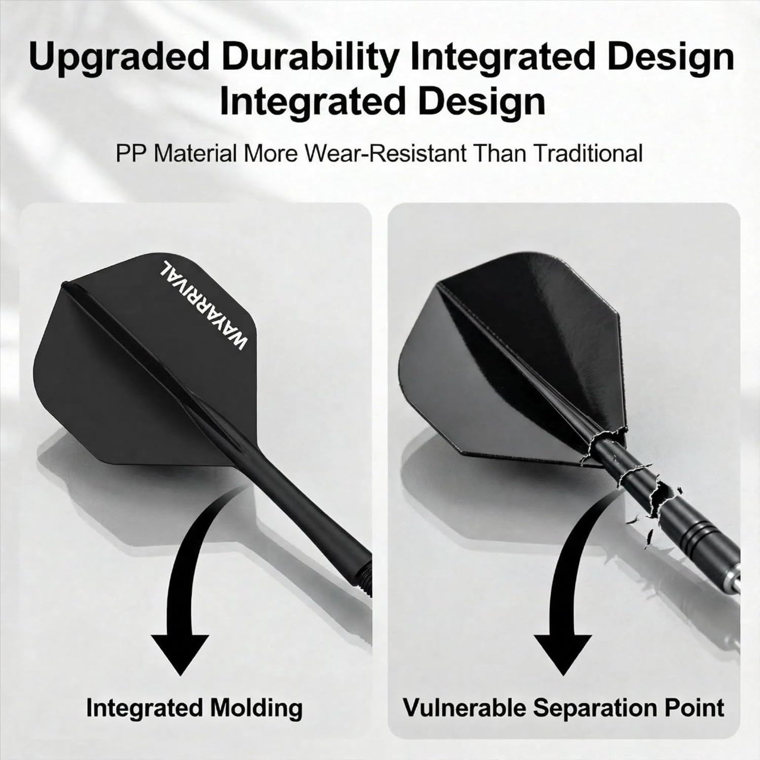Unbreakable Integrated Dart Flights with Stems, 3 Pack, Universal 2BA Fit