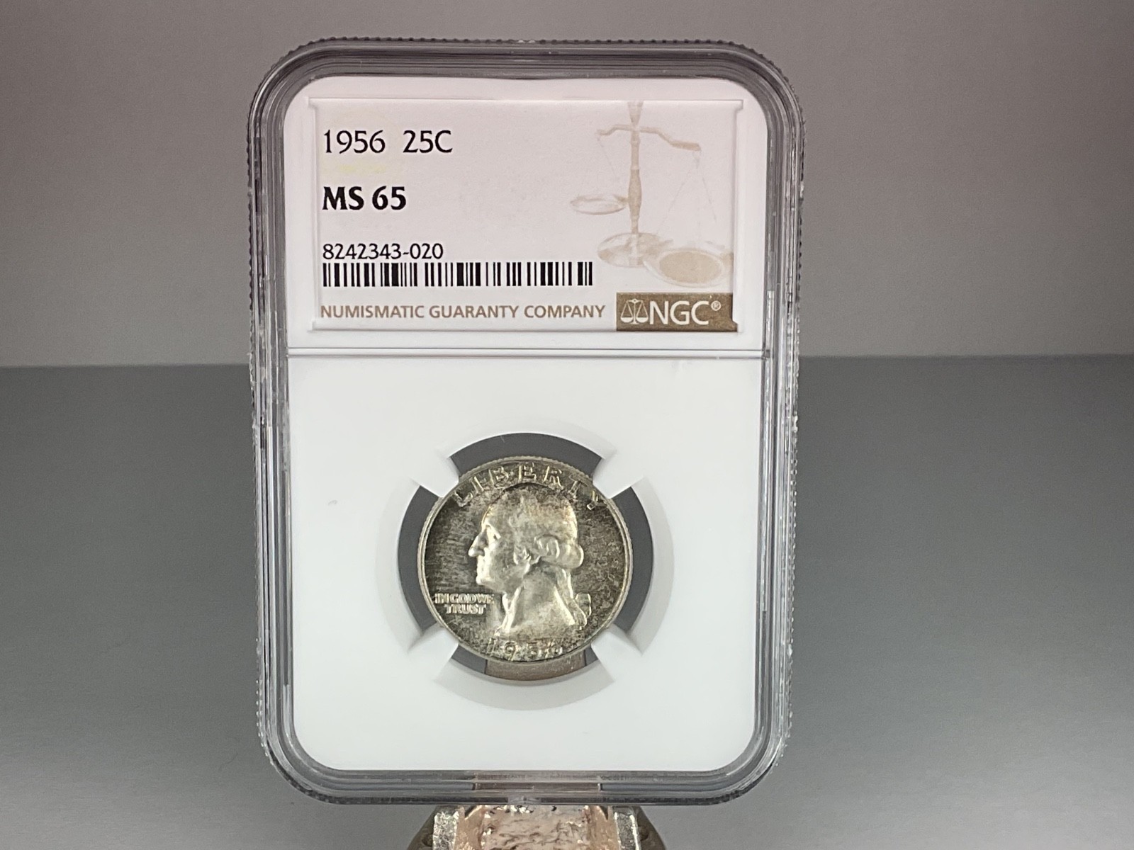 1956 P Philadelphia Silver Washington 25c Quarter NGC MS 65