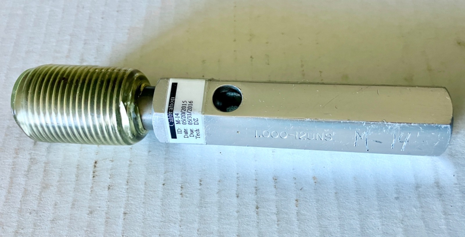 TAGCO 1" 12 UNS SET THREAD PLUG GAGE 1.0 1.00 1.000 GO ONLY P.D. = .9429