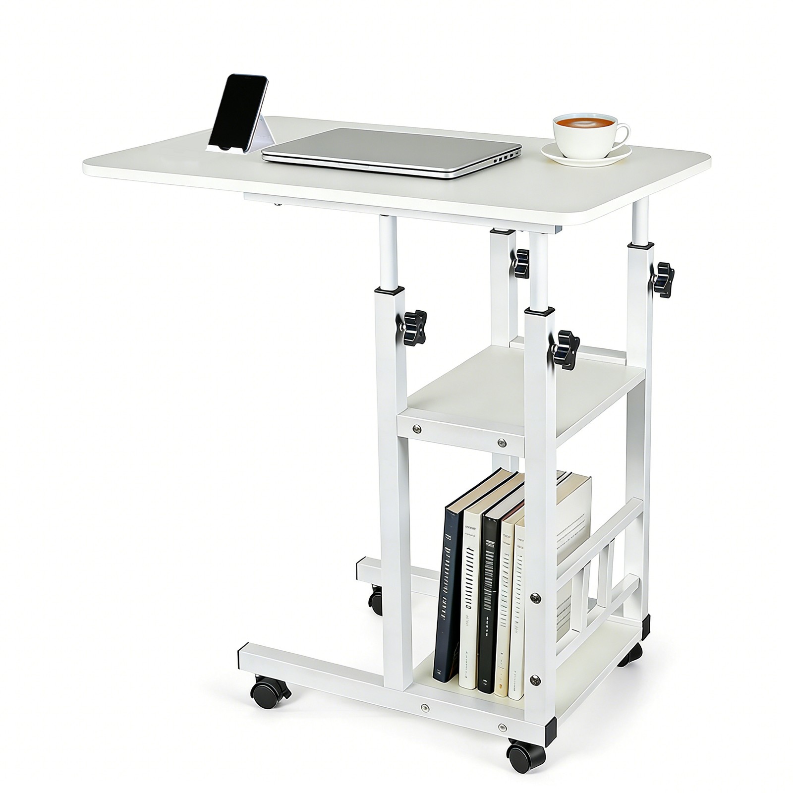 Rolling Laptop Desk Adjustable Notebook Computer Stand Bed Sofa Table Food Tray