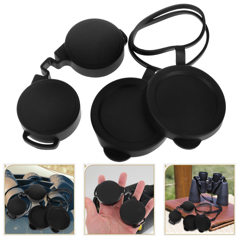3Pcs Durable Rubber Lens Covers for Binoculars Waterproof Black Protective Caps