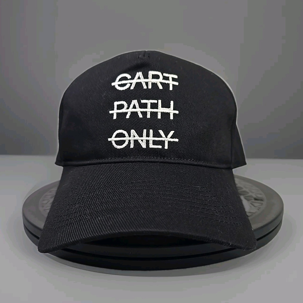 Cart Path Only Hat Black Balled Golf Snapback Hat One Size Authentic Cap