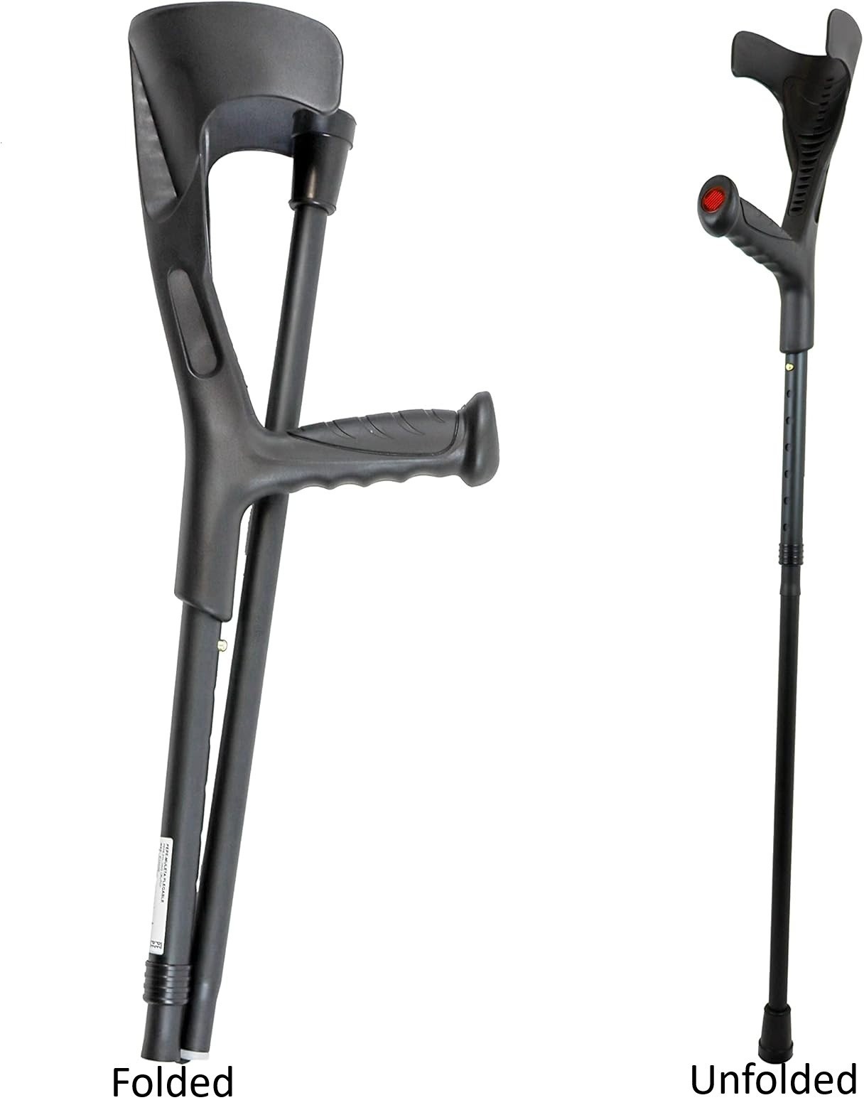 PEPE Mobility Forearm Crutch Adult Foldable Aluminum Open Cuff Black Adjustable