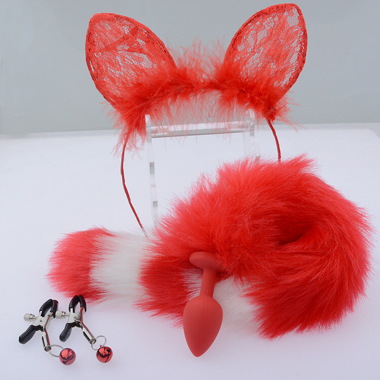 Faux Fur Fox Tail Plug Ear Costume Bondage Cosplay Slave Couples Obedience BDSM